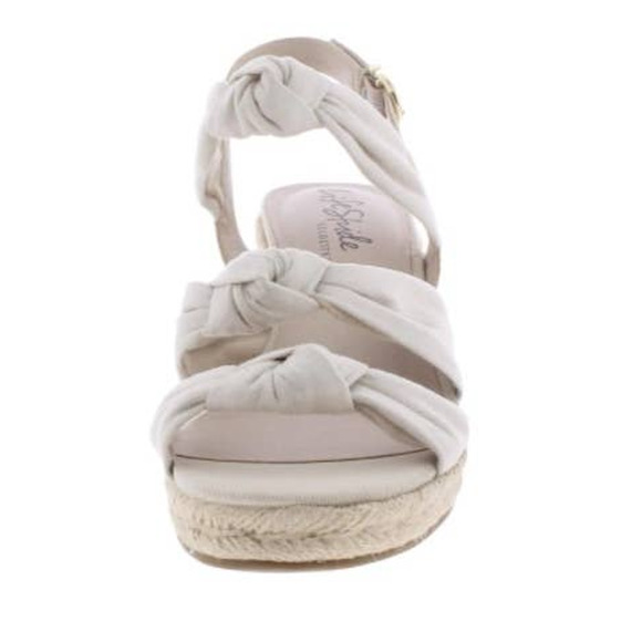 LIFESTRIDE WEDGE SANDAL TALENT SLINGBACK OPEN TOE CREAM ROPE HEEL ESPADRILLE NEW - Picture 3 of 5